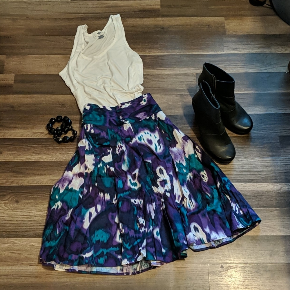 Cato full gored linen blend skirt Sz 10